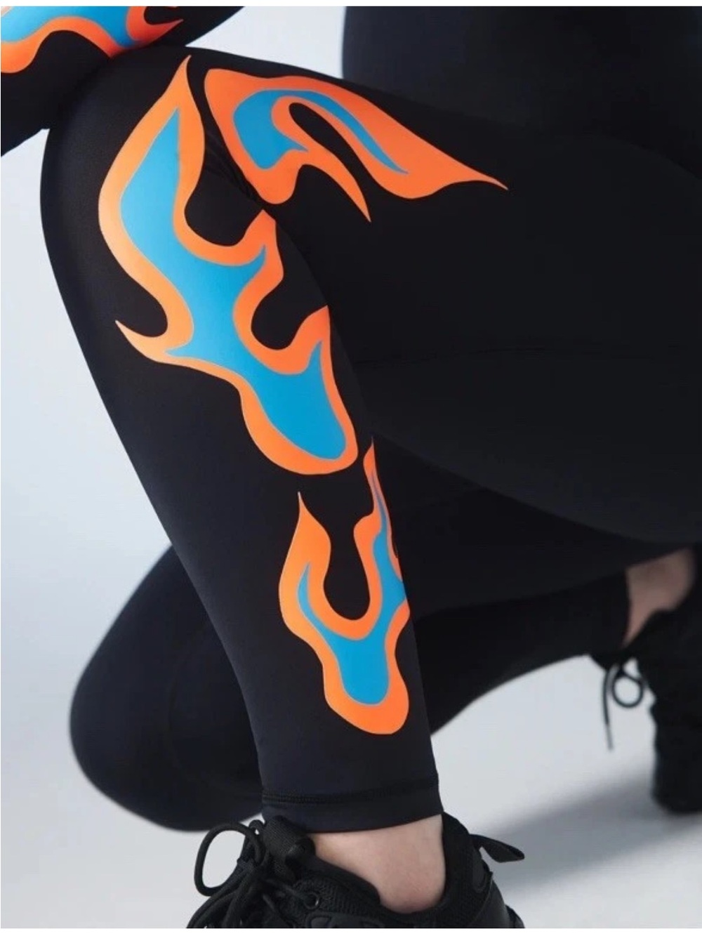 Savage X Fenty Racer X High-Waist Black Leggings *XS Flames Booty Framing Full